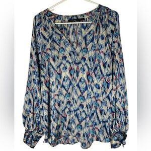 Hazel Blue and Red Patterned Blouse